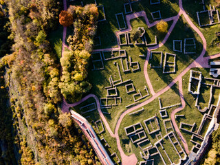 Aerial view of Ruins of the medieval Krakra fortress, Bulgaria