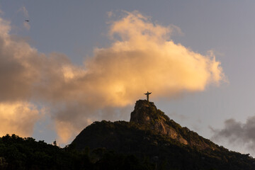 Beautiful view to clouds over Christ the Redeemer Statue