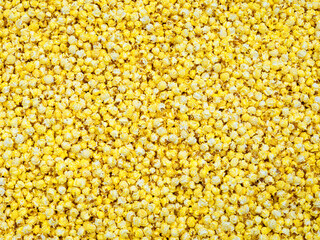 Close upon Fresh popped Movie Theater style buttery popcorn