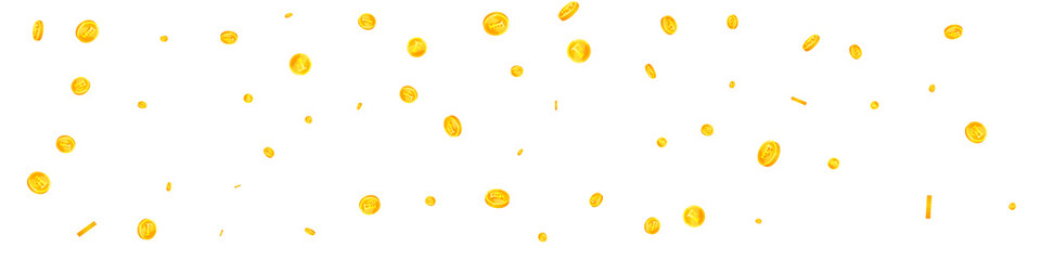 Swiss franc coins falling. Bold scattered CHF coins. Switzerland money. Fascinating jackpot, wealth or success concept. Vector illustration.