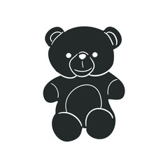Fototapeta na wymiar Teddy Bear Icon Silhouette Illustration. Baby Toys Vector Graphic Pictogram Symbol Clip Art. Doodle Sketch Black Sign.