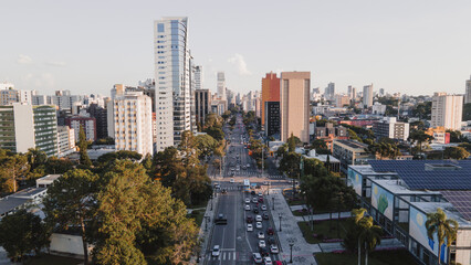 Panoramic aerial image of downtown Curitiba