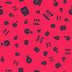 Set Psychology, Psi, , and Pendulum on seamless pattern. Vector