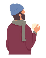 man tourist drinking coffee