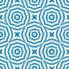 Arabesque hand drawn pattern. Blue symmetrical