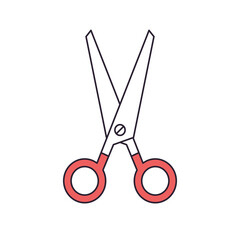 Red scissors isolated cartoon vector line icon