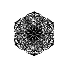 Easy mandala, simple mandalas flowers coloring page on white background.