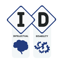 ID - Intellectual Disability acronym, medical concept background. vector illustration concept with keywords and icons. lettering illustration with icons for web banner, flyer, landing page