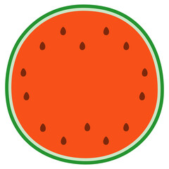 すいかを半分に切ったイラスト。夏のチラシの挿し絵などに。コピスペースあり。