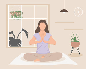 Obraz na płótnie Canvas woman practicing yoga indoor