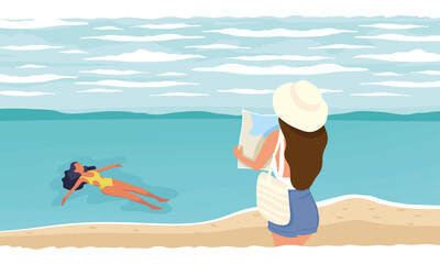 tow girls on the beach