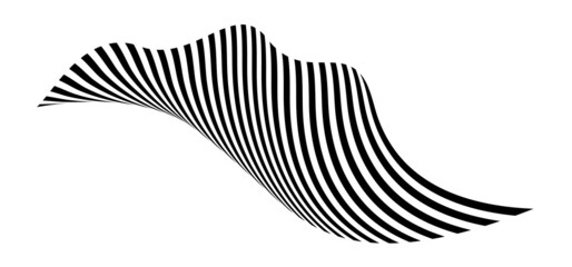 Waving flag as a brush stroke with zebra texture. Vest striped with fabric Black and white stripes curved in a bizarre way with waves curving along the trajectory