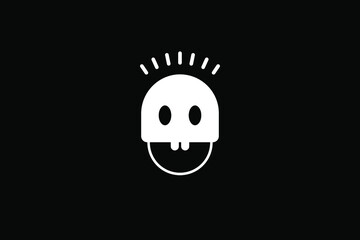 Skull head cute symbol character vector design