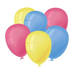 six balloons helium floating