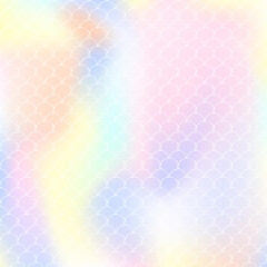 Holographic mermaid background with gradient scales.