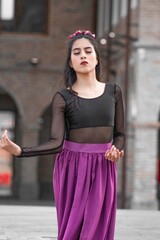 woman dancing in the street