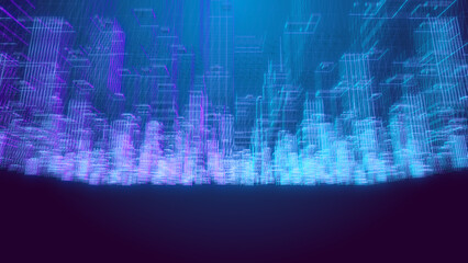 Smart city architecture design digital futuristic hologram digital cityscape - Illustration Rendering