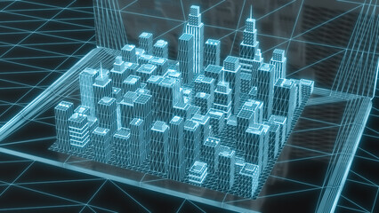 NFT virtual property real estate metaverse blockchain land NFTs technology - Illustration Rendering