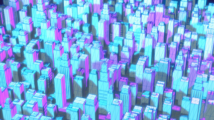 Smart city or NFT virtual property metaverse land minted on blockchain NFTs  - Illustration Rendering