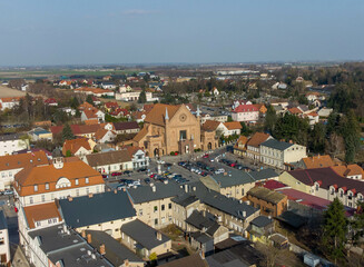 View on Kornik city in Wielkopolska region, Poland from above