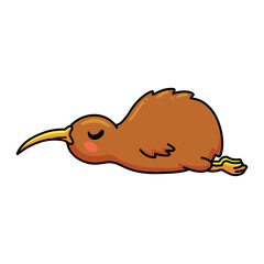 Cute little kiwi bird cartoon sleeping