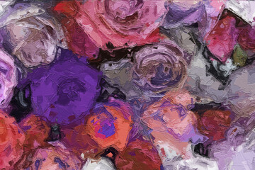 abstract oil painting peony flower rose flower illustration