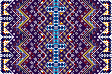 Ikat ethnic seamless pattern design. Aztec fabric carpet mandala ornaments textile decorations wallpaper. Tribal boho native ethnic turkey traditional embroidery vector background 