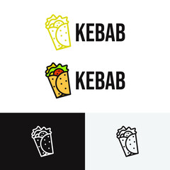 Minimalistic kebab icon in line style suitable for restaurant fast food Premium Vector