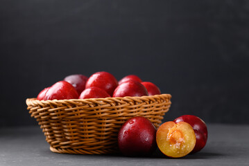 Red plum fruit (Japanese plum or Chinese plum)