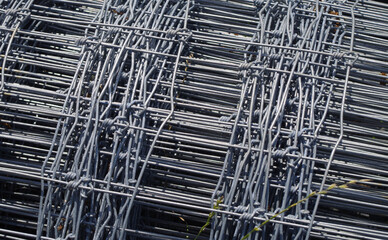 Closeup of galvanized steel wire mesh field fencing 