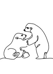  Continuous line drawing - animal Little bears 