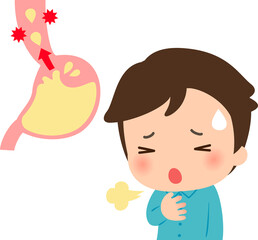 逆流性食道炎の症状に苦しむ若い男性