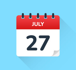 27 July - Calendar icon vector.