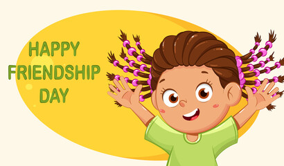 Happy Children's day. 1 June. Cute cartoon girl