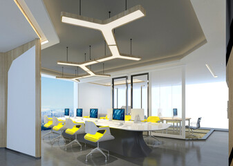 3d render of modern working office