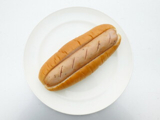 hot dog on a plate
