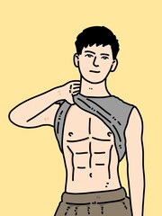 Fototapeta premium cute man cartoon on yellow background