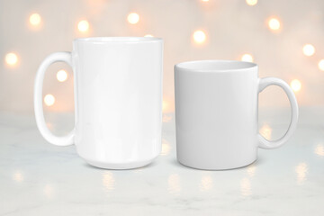 15 oz. and 11 oz. Coffee Mug Mockup with Lights
