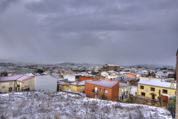 panoramic photography of a town full of snow