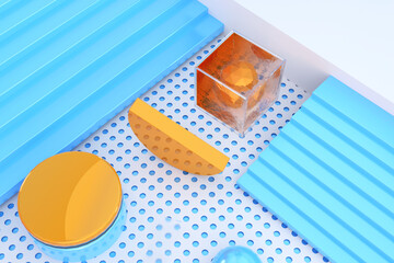 abstract geometric Background with blurred glass object - 3d rendering