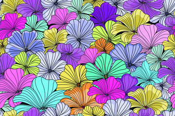 Bright seamless spring floral pattern with vintage flowers. Vector eps 10