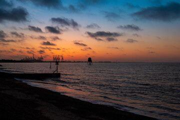 harwich seascape twilight sunrise with lighthouse