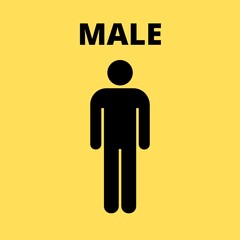 Illustration image for Male, Person, Boy, Man with  black colour and yellow background 