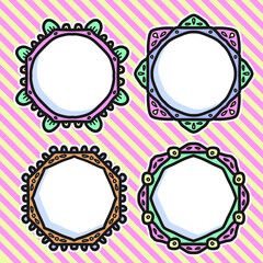 Vector label colorful hand drawing styles doodle line isolated background