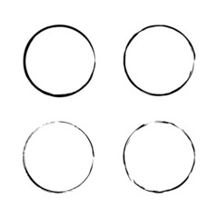 Line art brush circles line. Design element. Watercolor brush texture. Vector illustration. stock image.