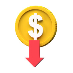Obraz premium dollar coin value decreased 3d illustration