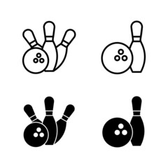 Bowling icons vector. bowling ball and pin sign and symbol.