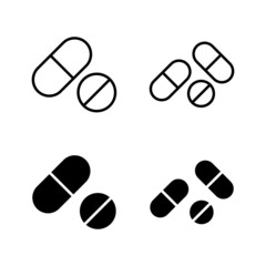 Pills icons vector. capsule icon. Drug sign and symbol