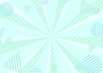 ポップなドット集中線と図形の水色抽象背景素材