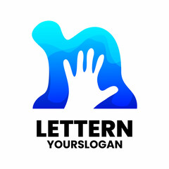 letter n hand gradient logo design